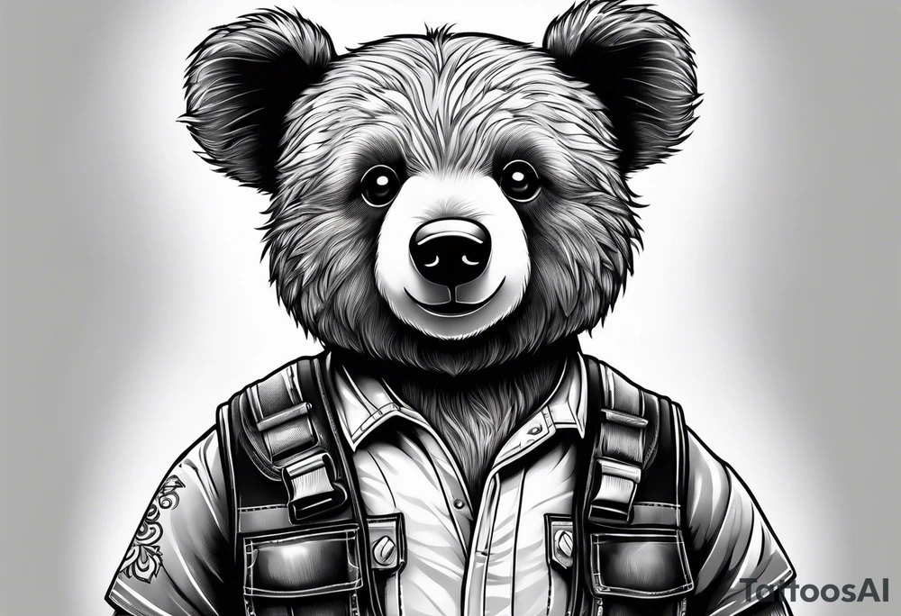 teddy bear wearing a safety construction vest tattoo idea