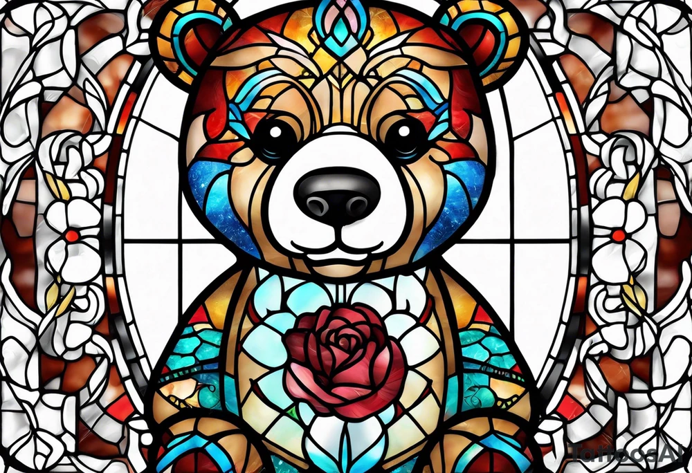 Stained glass Teddy bear tattoo idea