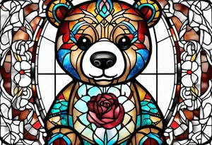 Stained glass Teddy bear tattoo idea