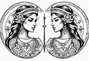 Virgo and Sagittarius zodiac signs tattoo idea