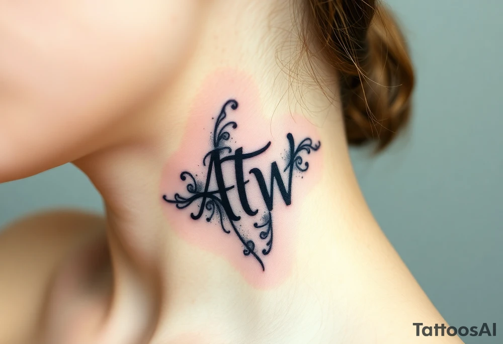 ATW initials inside a human teeth bite mark tattoo idea