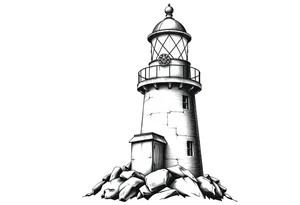 Lighthouse with coat of arms incorporated into the roof tattoo idea