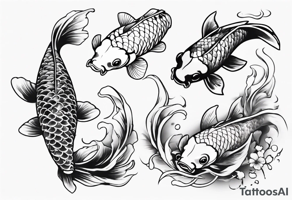 pond with koi fish tattoo idea