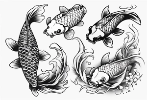 pond with koi fish tattoo idea