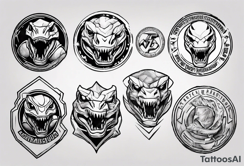 mighty morphin power rangers tyrannosaurus power coin and the word Christopher tattoo idea