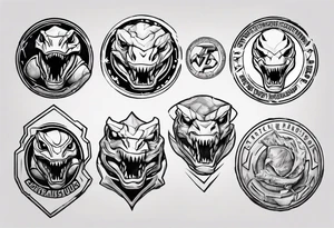 mighty morphin power rangers tyrannosaurus power coin and the word Christopher tattoo idea