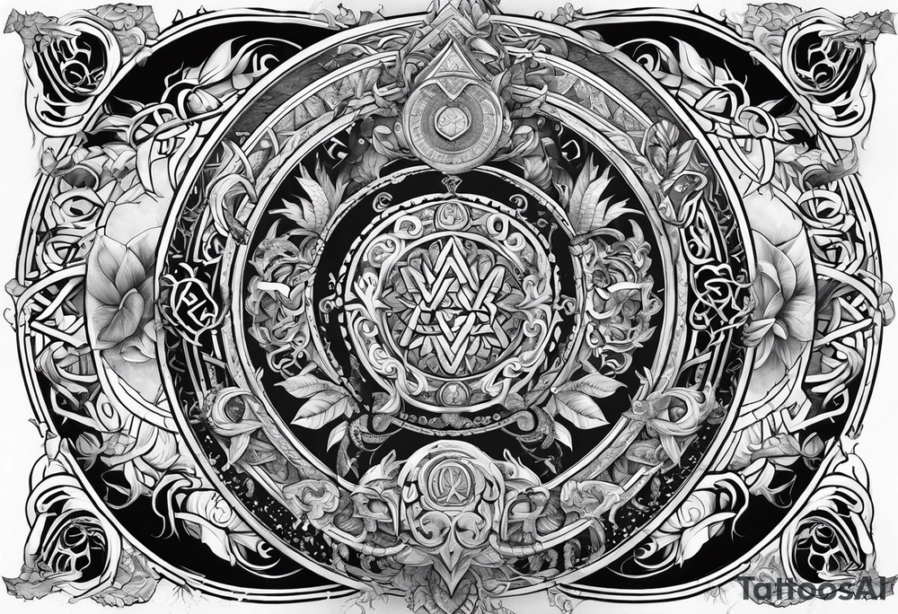 Nordic gods with runes tattoo idea