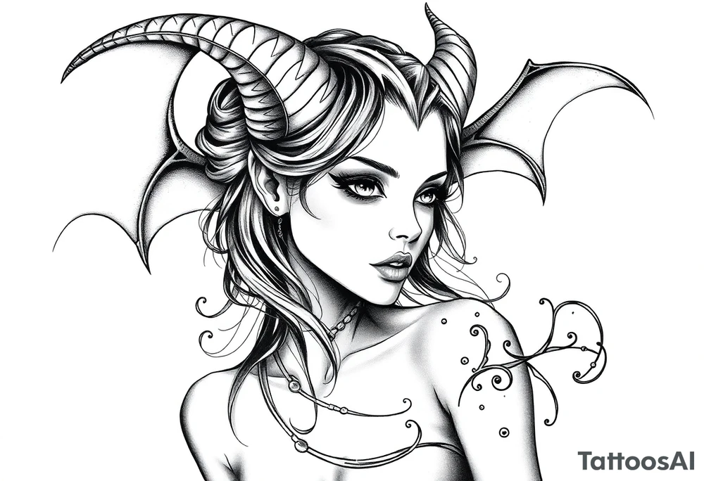 Gothic demon girl tattoo idea