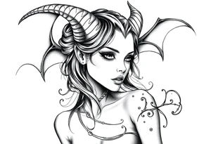 Gothic demon girl tattoo idea