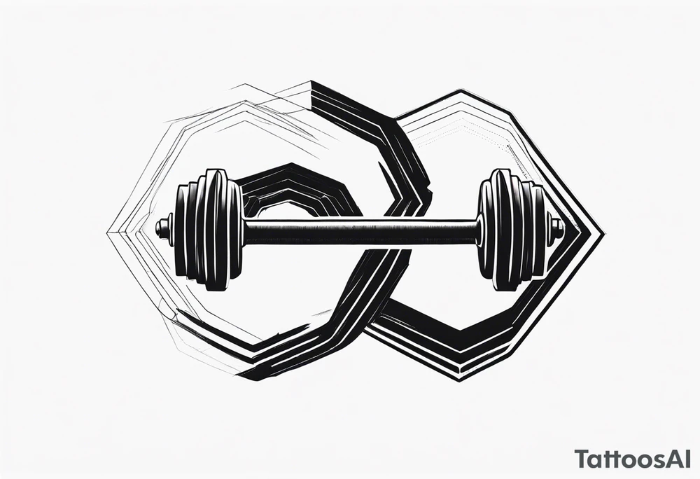 Infinity symbol with hexagonal dumbbell tattoo idea