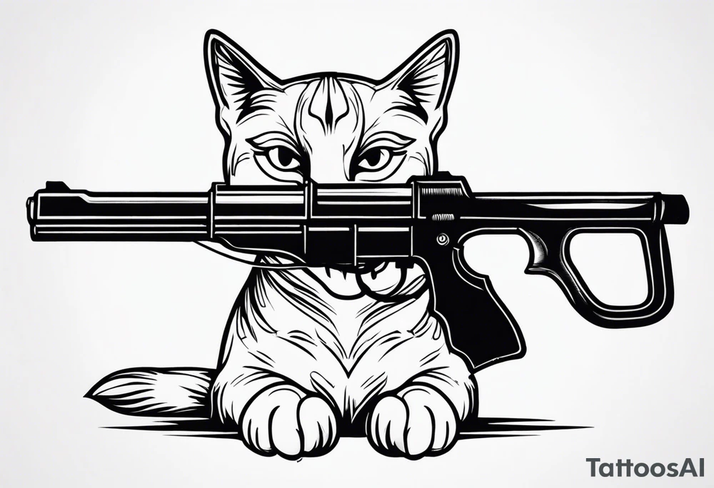 Cat with gun tattoo idea