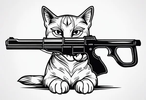 Cat with gun tattoo idea