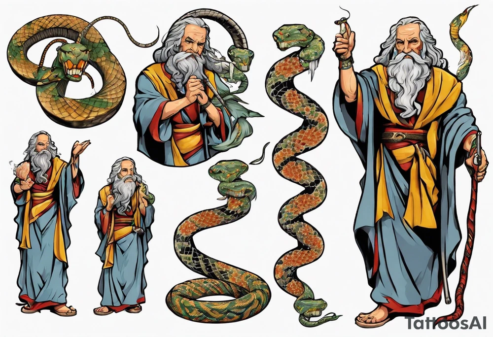 Moses with snake tattoo idea