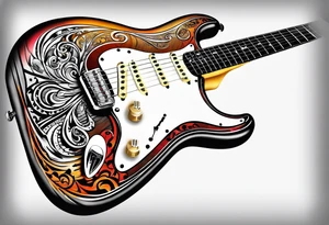 Fender Stratocaster, musical notes tattoo idea