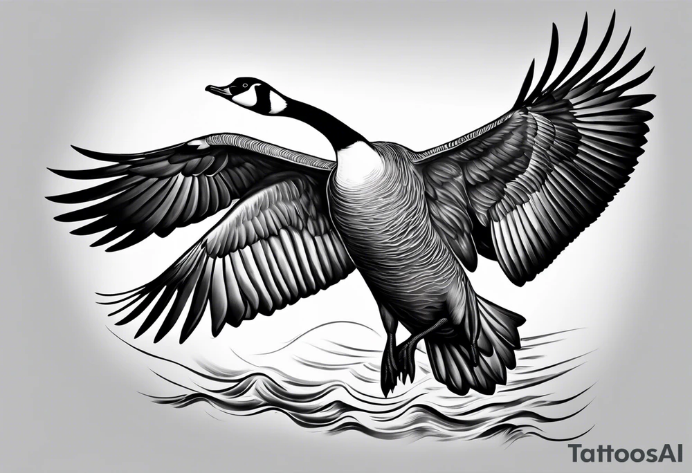 flying canadian goose pencil tattoo idea