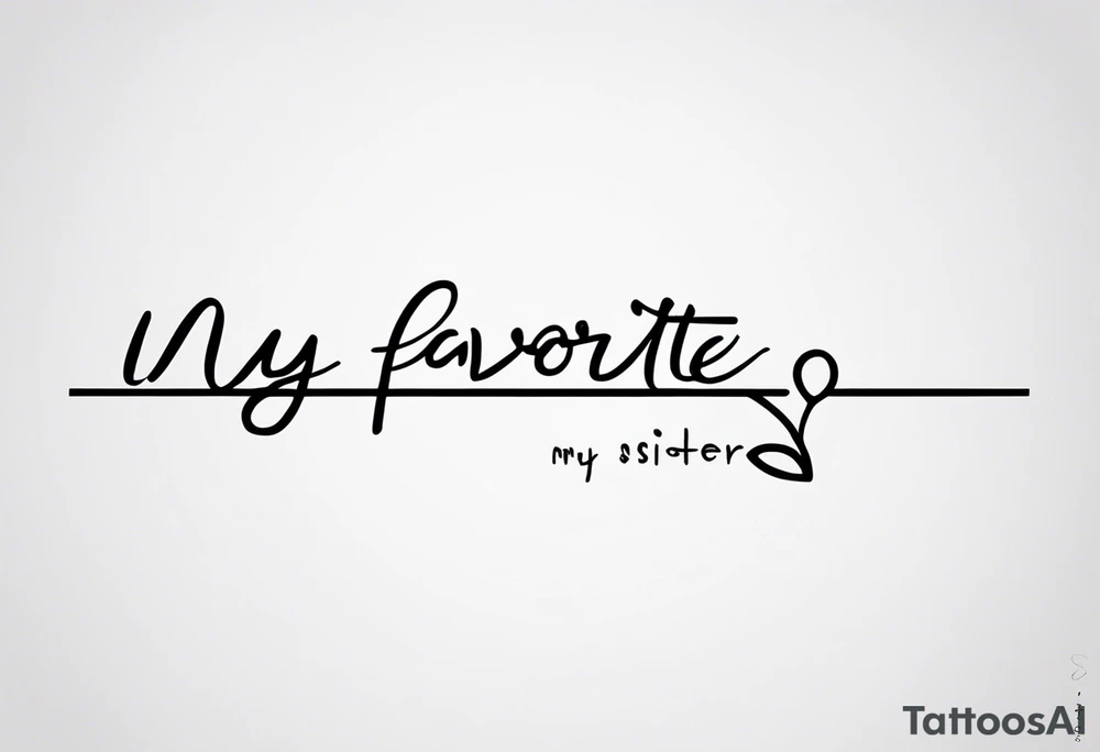 simple, fine line tattoo that includes my sisters handwriting "my favorite sister" and incorporate a single puzzle piece. This will be on my ankle and should be small. Only have one single puzzle piece and have it smaller than the words tattoo idea