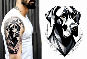Arm sleeve for man-  with floppy ear Great Dane standing fiercely chest up with full work tattoo idea