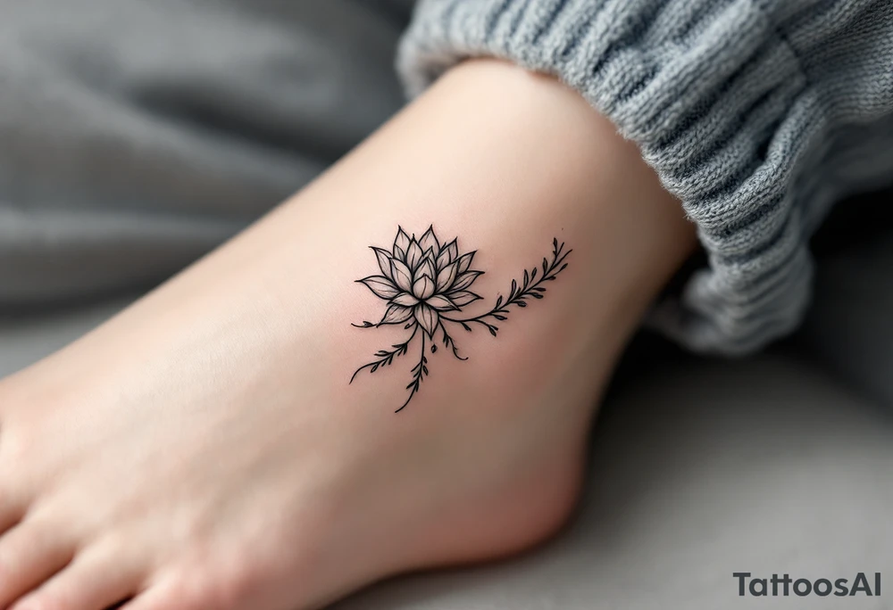 Fine thin lines very small minimalist tattoo combo of phenix and lotus tattoo idea