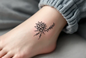 Fine thin lines very small minimalist tattoo combo of phenix and lotus tattoo idea
