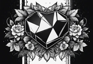 black hexagon heart with dark background tattoo idea