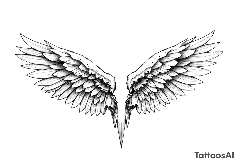 Realistic angelwings on a back tattoo idea