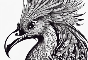 graceful asian style phoenix with extra long tail feathers and a long neck tattoo idea