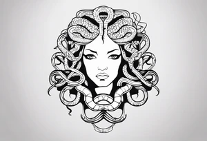 medusa, snakes, with words, SA. tattoo idea