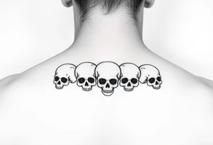 Simple outline of skulls back piece tattoo idea