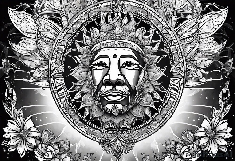 Thigh Sun Catcher Mandela tattoo idea