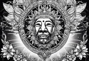 Thigh Sun Catcher Mandela tattoo idea
