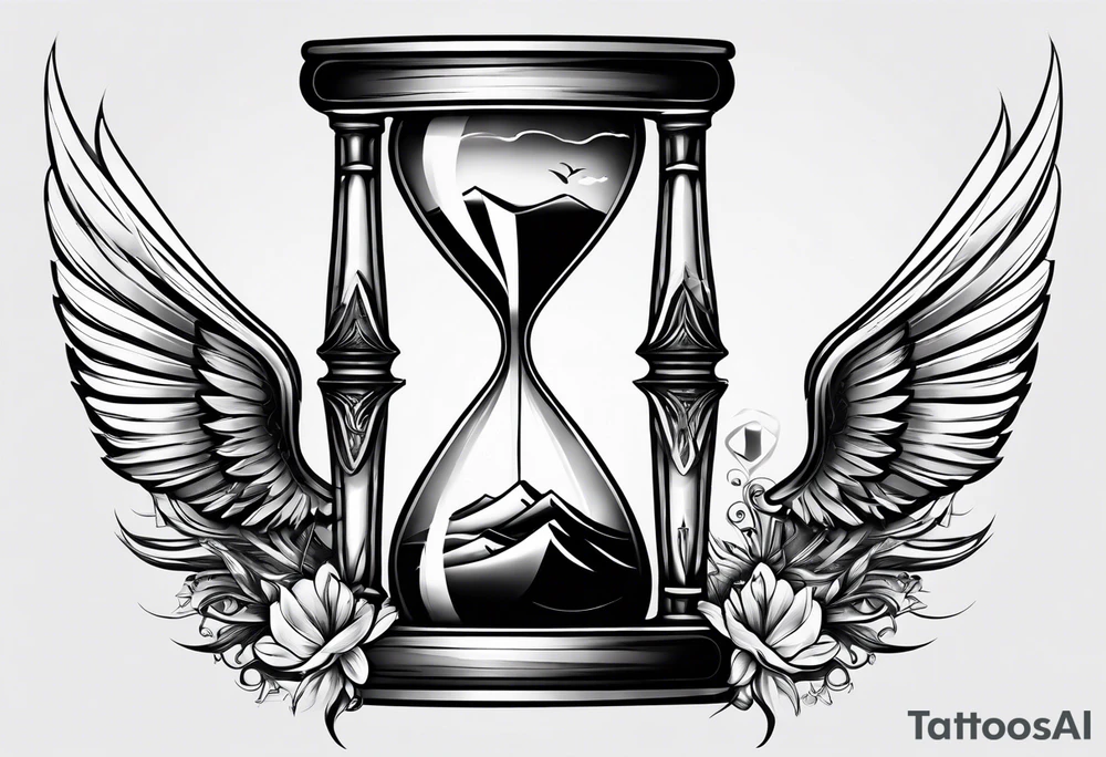 hourglass with wing carpe diem for men tattoo idea