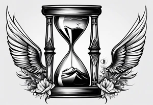 hourglass with wing carpe diem for men tattoo idea
