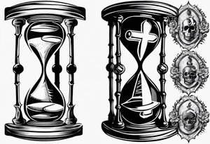 American traditional hourglass made of bones tattoo idea