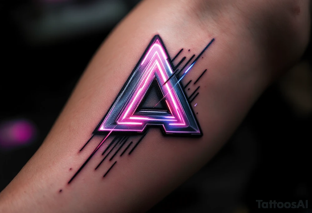 A tattoo that mimics augmented reality tech with metallic pink light streaks and silver bone framing. tattoo idea