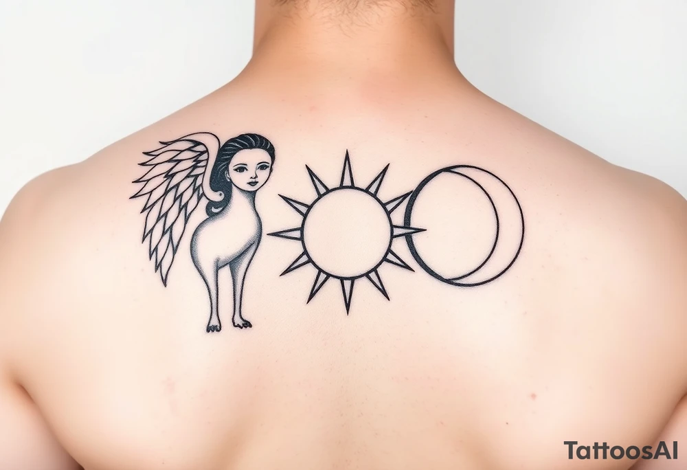 Gemini and sagittarius symbol, sun and moon tattoo idea