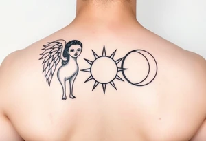 Gemini and sagittarius symbol, sun and moon tattoo idea
