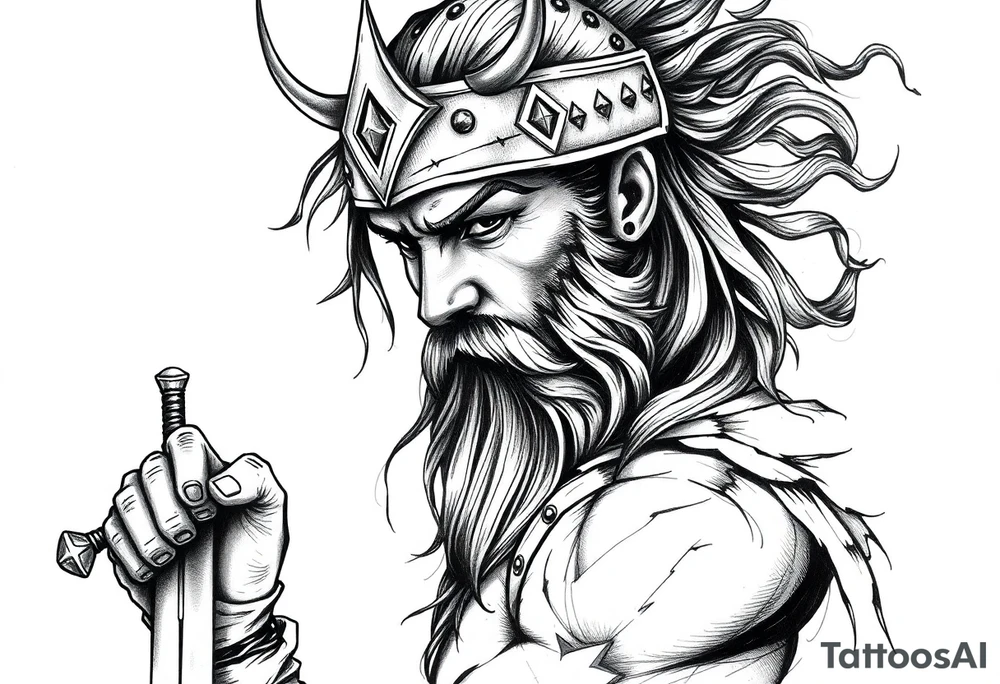 a viking with a sword. tattoo idea