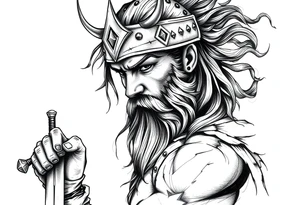 a viking with a sword. tattoo idea