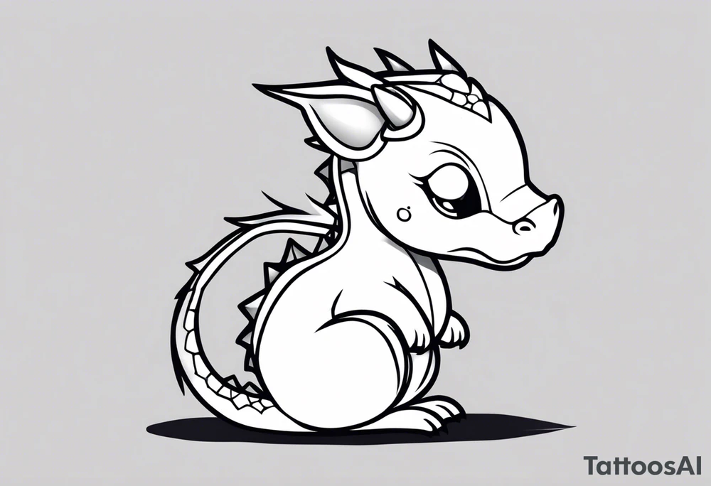 Minimalist chibi dragon tattoo tattoo idea