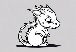 Minimalist chibi dragon tattoo tattoo idea