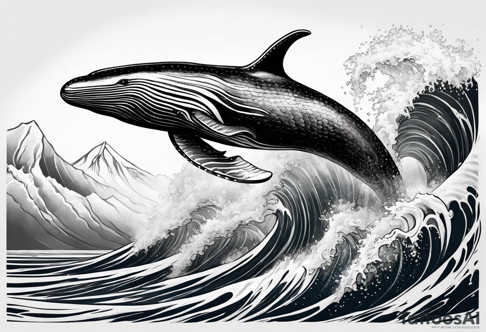 Backwards Breaching North Pacific humpback whale tattoo idea