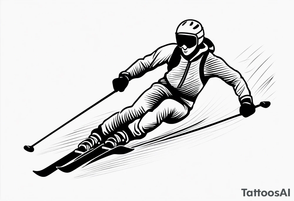 Skier in motion, single line tattoo idea