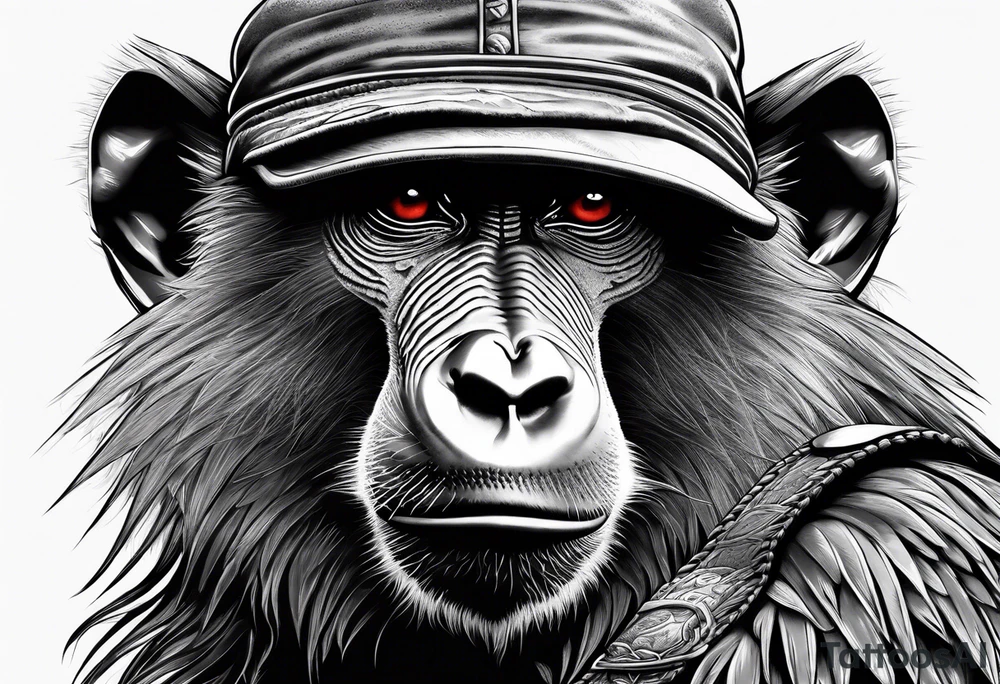 Baboon holding ak47 tattoo idea