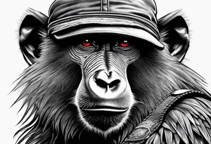 Baboon holding ak47 tattoo idea