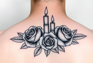 Blue, 2 roses, 2 candles tattoo idea