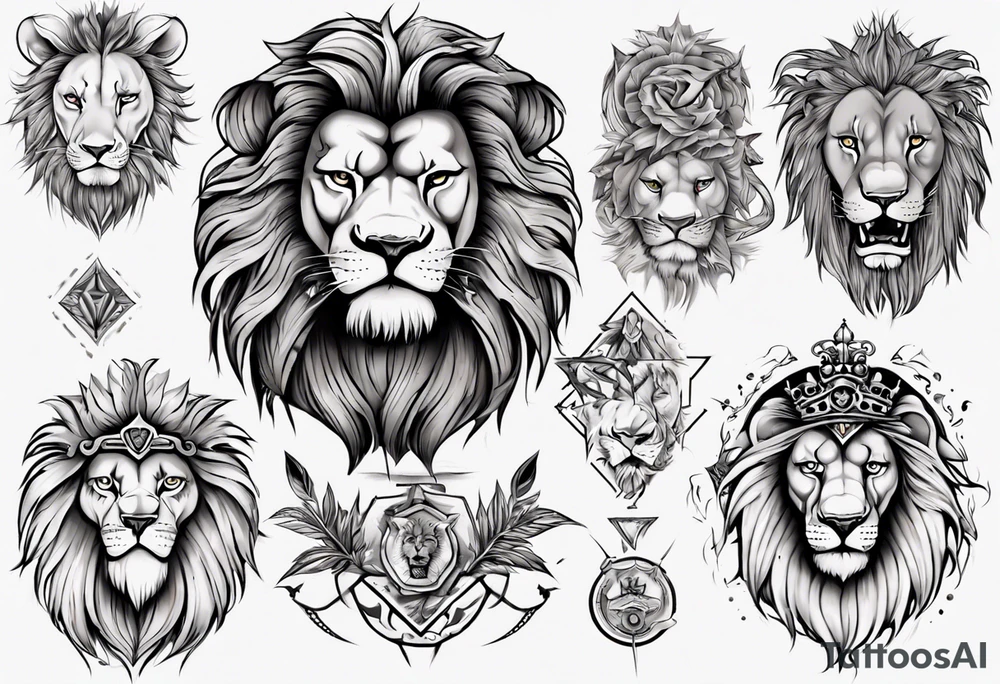 wild king lion tattoo idea