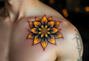 Flower, luminous gold tattoo idea