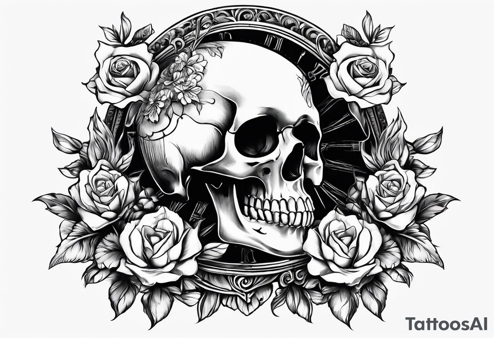 Memento mori writen skull sleeve tattoo design tattoo idea