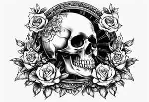 Memento mori writen skull sleeve tattoo design tattoo idea