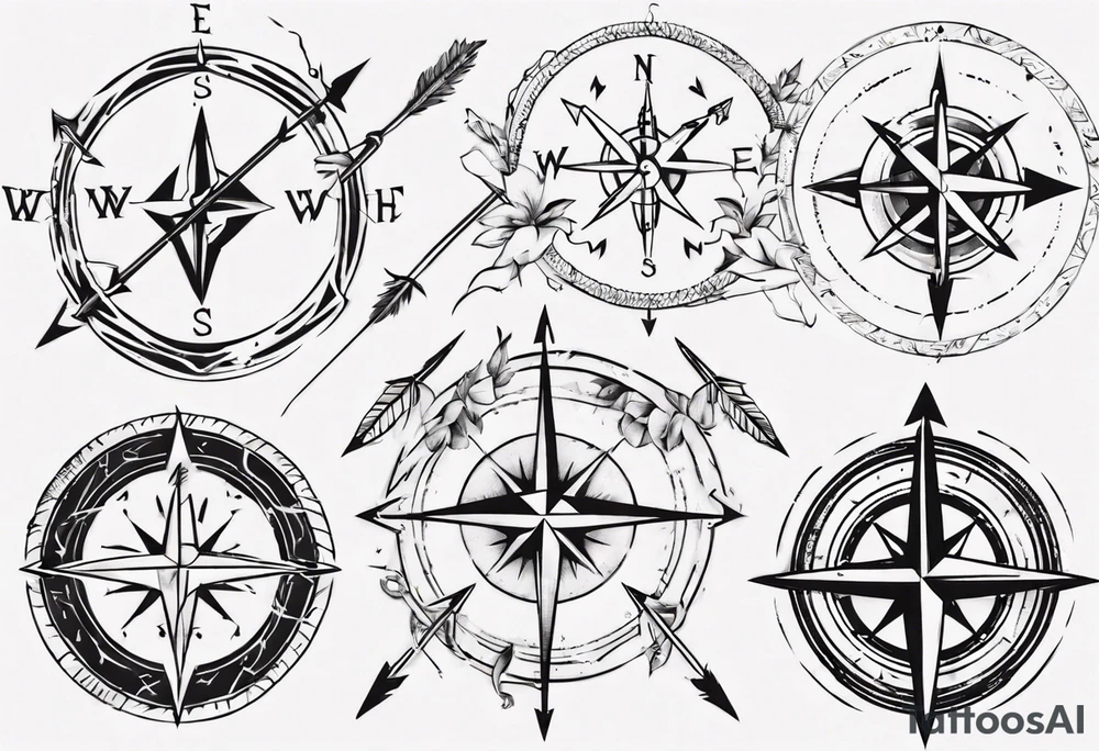 arrow with compass in the middle tattoo idea